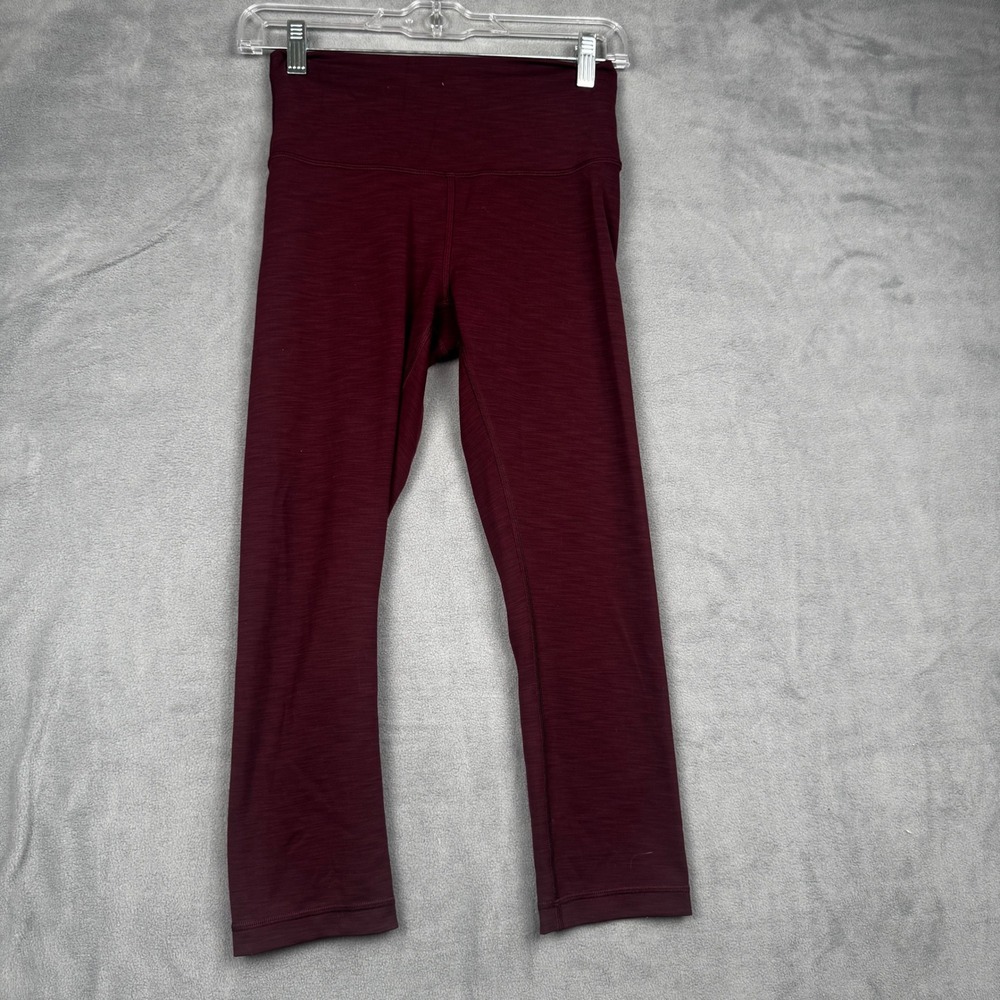 Lululemon Wunder Under High-Rise Crop 21 Burgundy Heathered Yoga Leggings Size 6